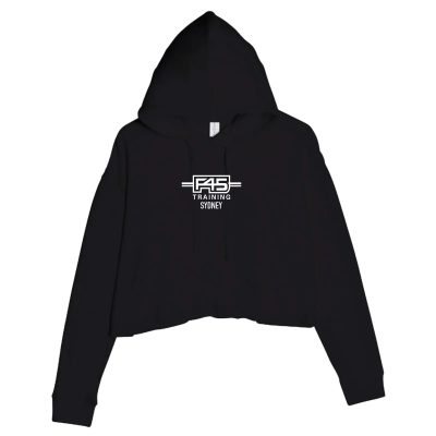 Ladies' Logo Stamp Black Cropped Fleece Hoodie (Front Print)