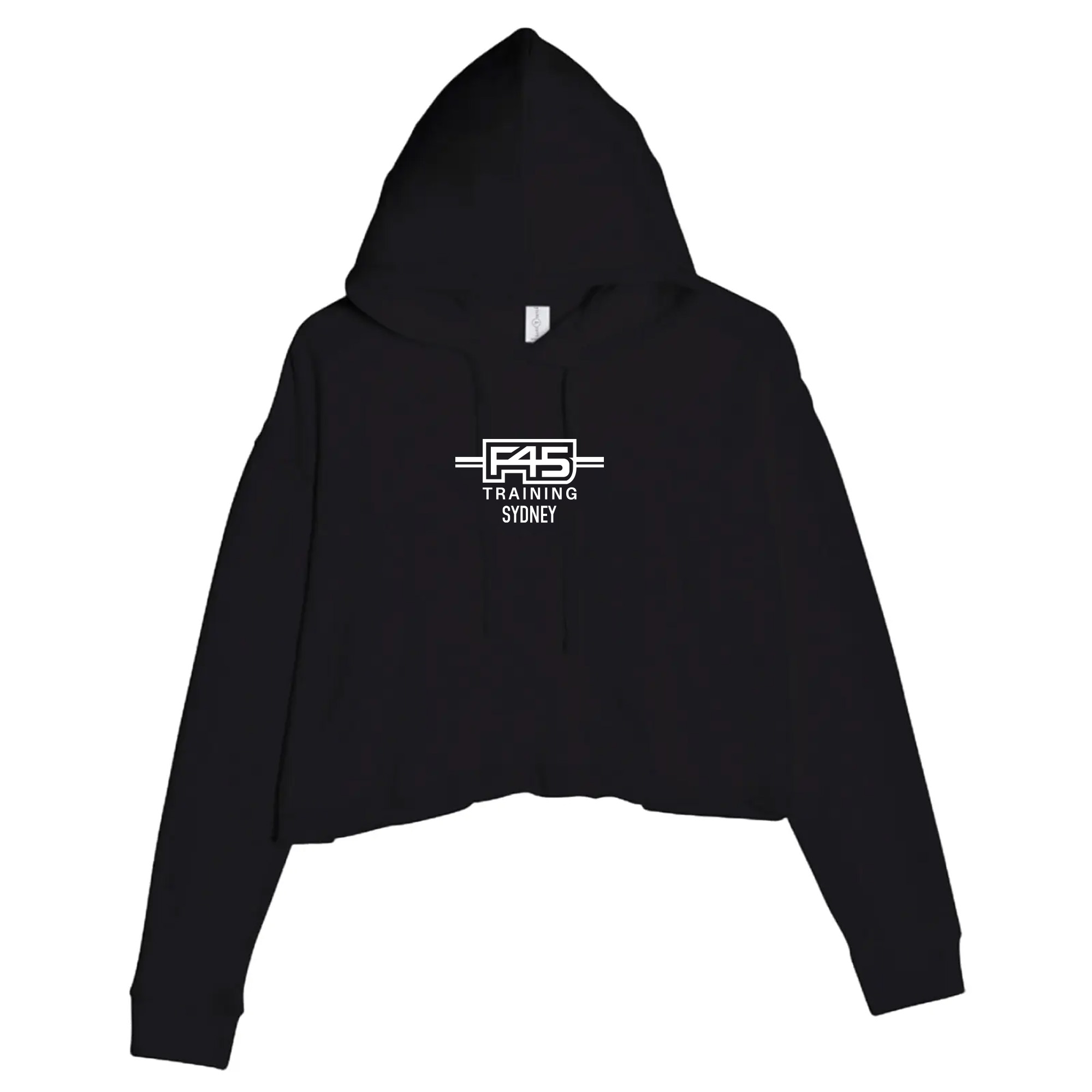 Ladies' Logo Stamp Black Cropped Fleece Hoodie