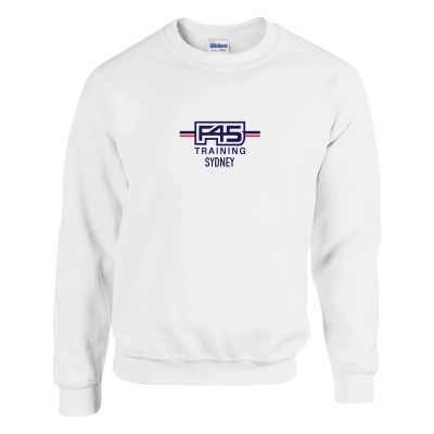Logo Stamp White Fleece Crew (Front Print)