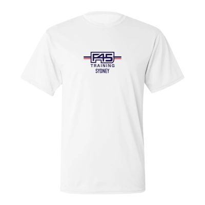 Logo Stamp White Performance T-Shirt (Front Print)