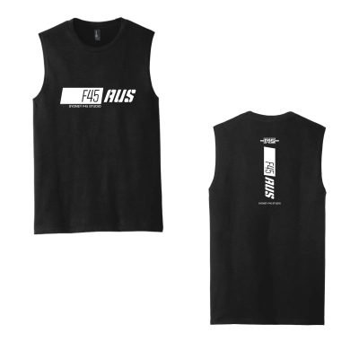 Slanted Stripe Black Muscle Tank (Front Print + Back Print)