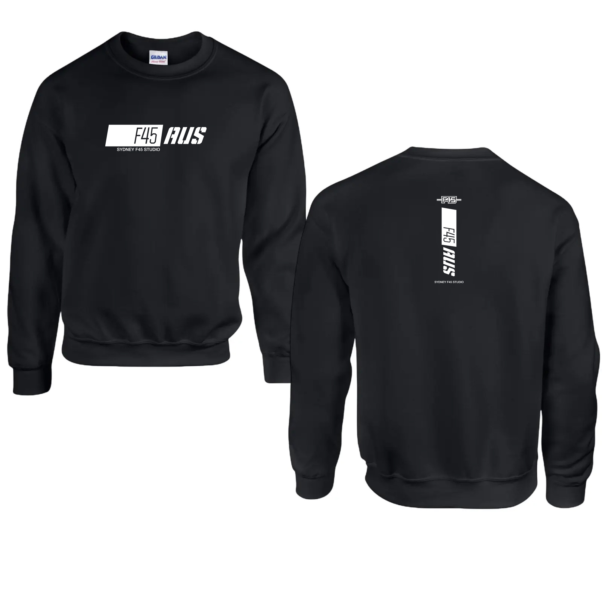 Slanted Stripe Black Fleece Crew (Front Print + Back Print)