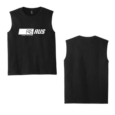 Slanted Stripe Black Muscle Tank (Front Print)