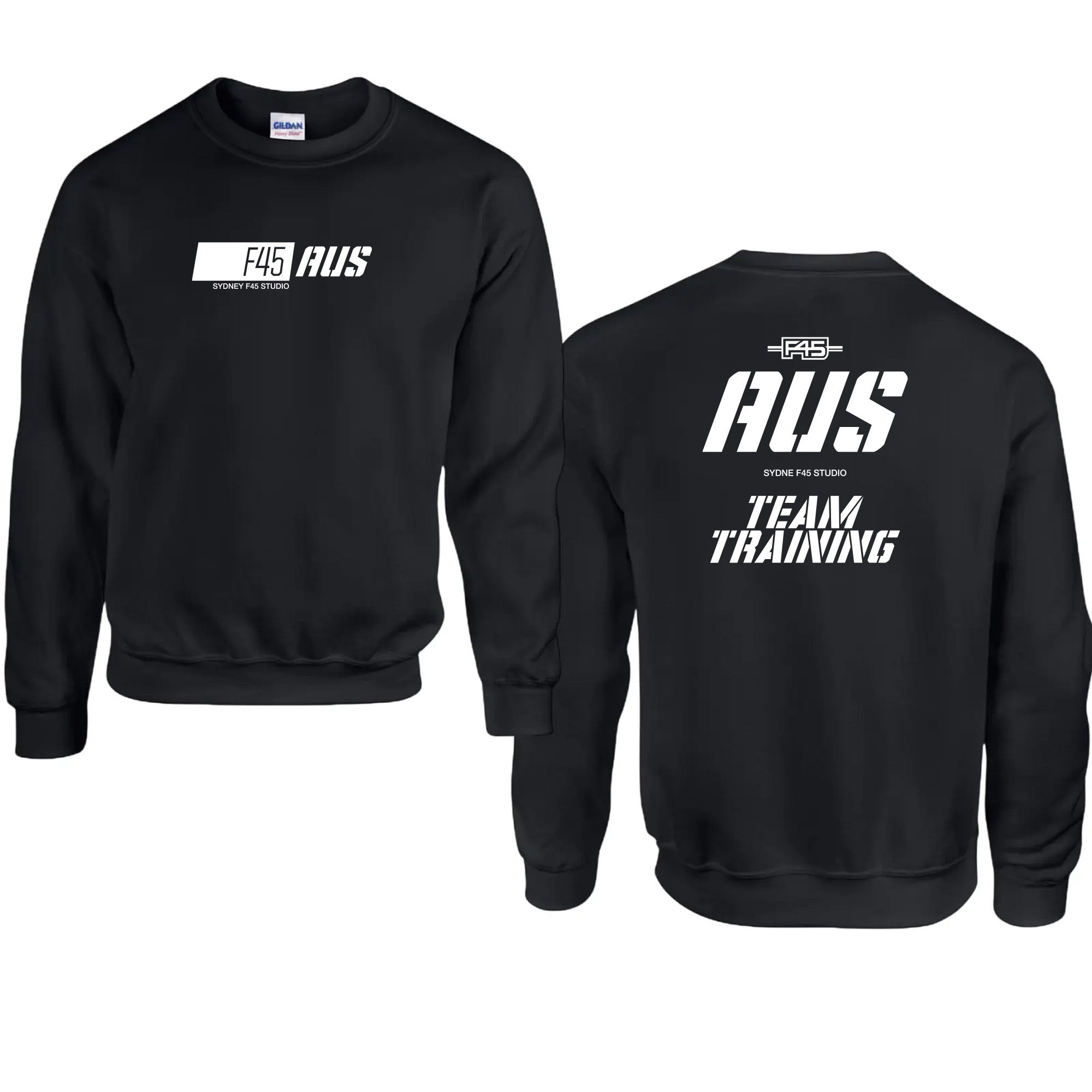 Slanted Stripe City Stamp Black Fleece Crew (Front Print + Back Print)