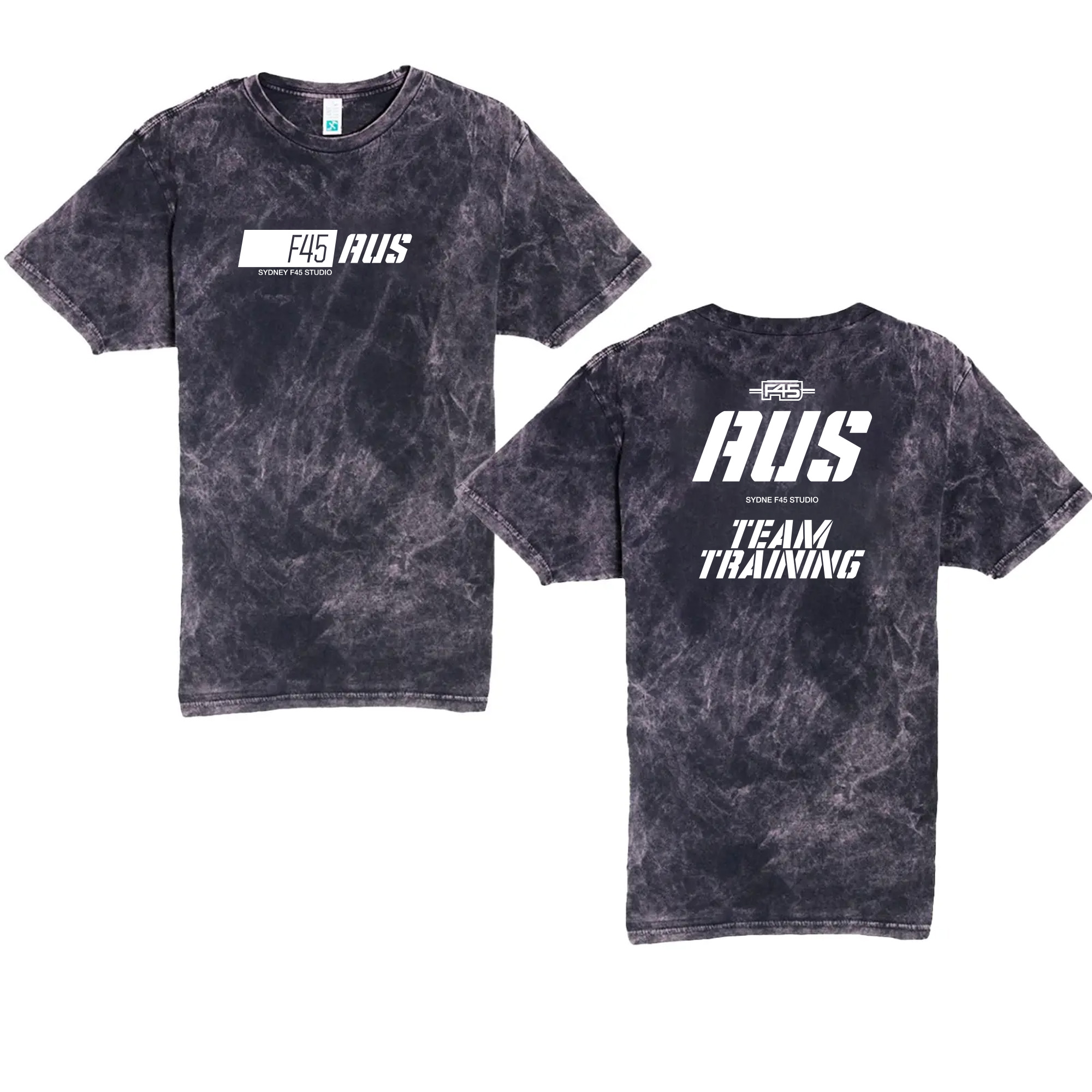 Slanted Stripe City Stamp Cloud Black T-Shirt (Front Print + Back Print)