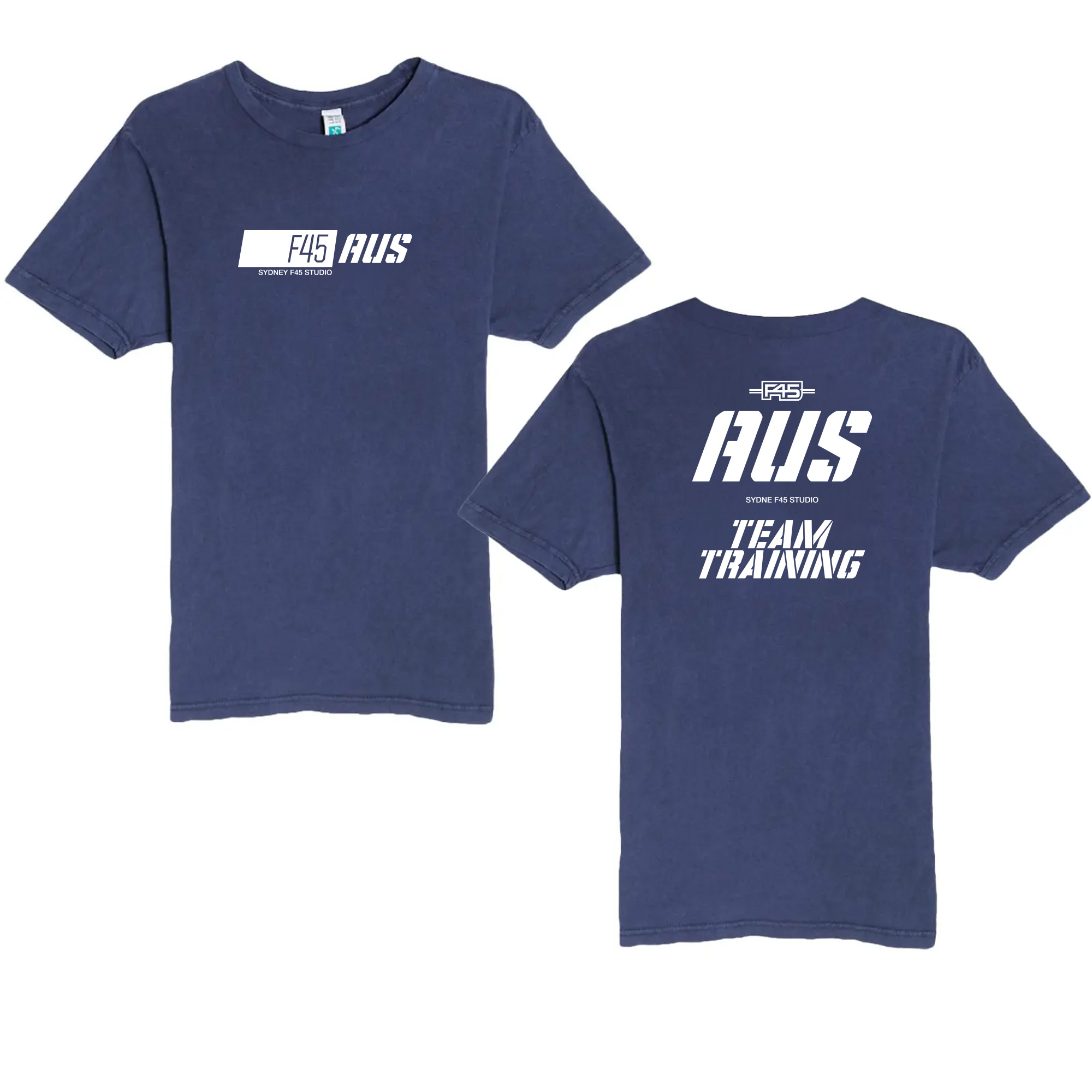 Slanted Stripe City Stamp Vintage Denim T-Shirt (Front Print + Back Print)