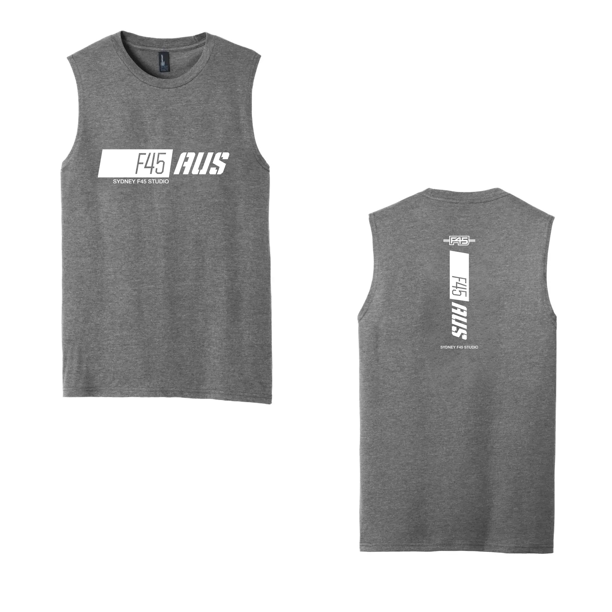 Slanted Stripe Grey Frost Muscle Tank (Front Print + Back Print)