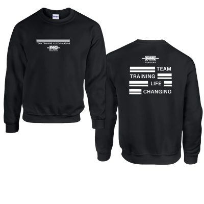 Stripes Logo Black Fleece Crew (Front Print + Back Print)
