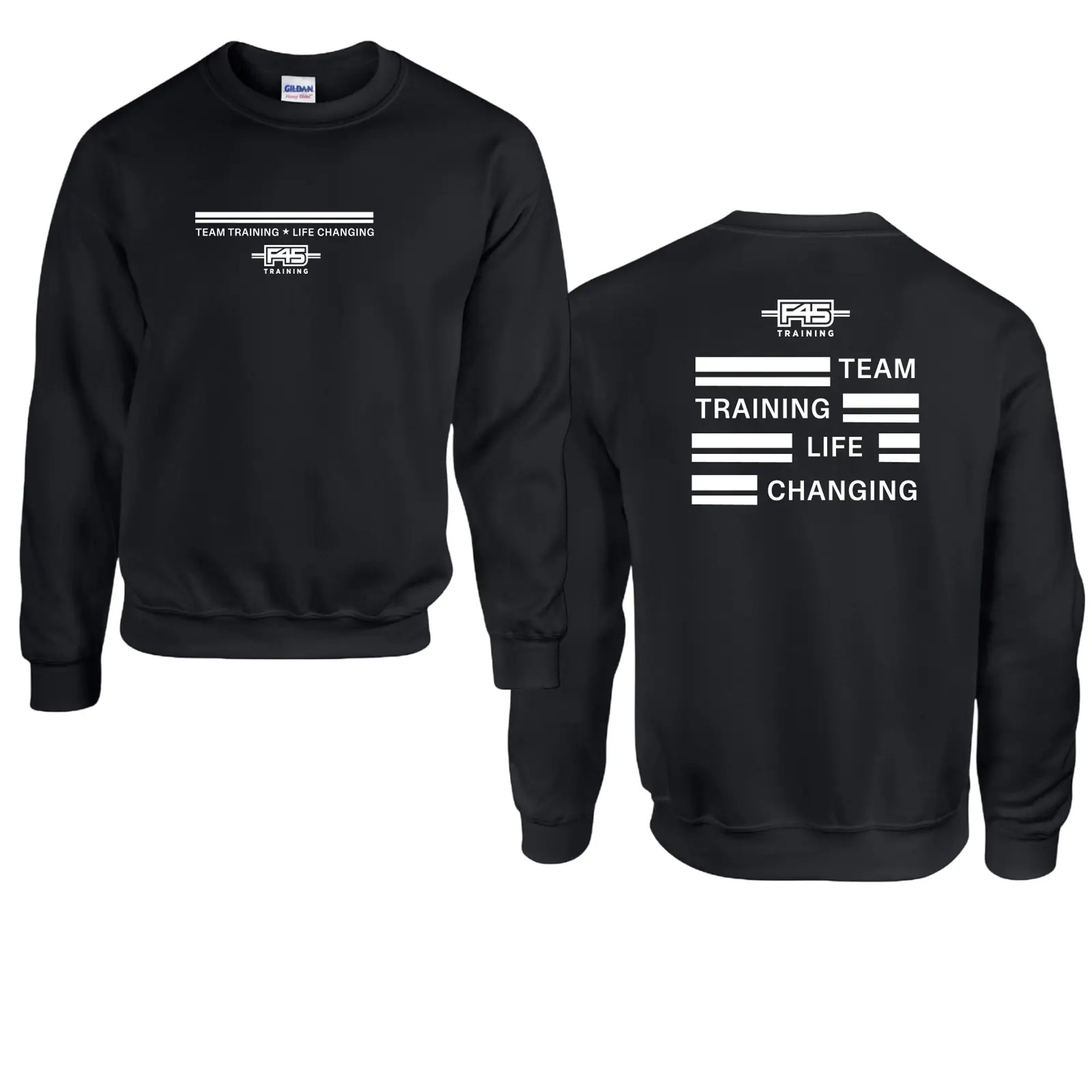 Stripes Logo Black Fleece Crew (Front Print + Back Print)