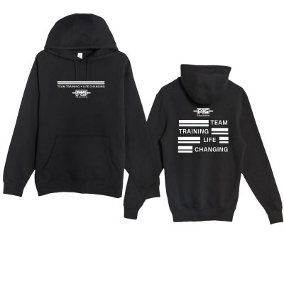 Stripes Logo Black Hooded Sweatshirt (Front Print + Back Print)
