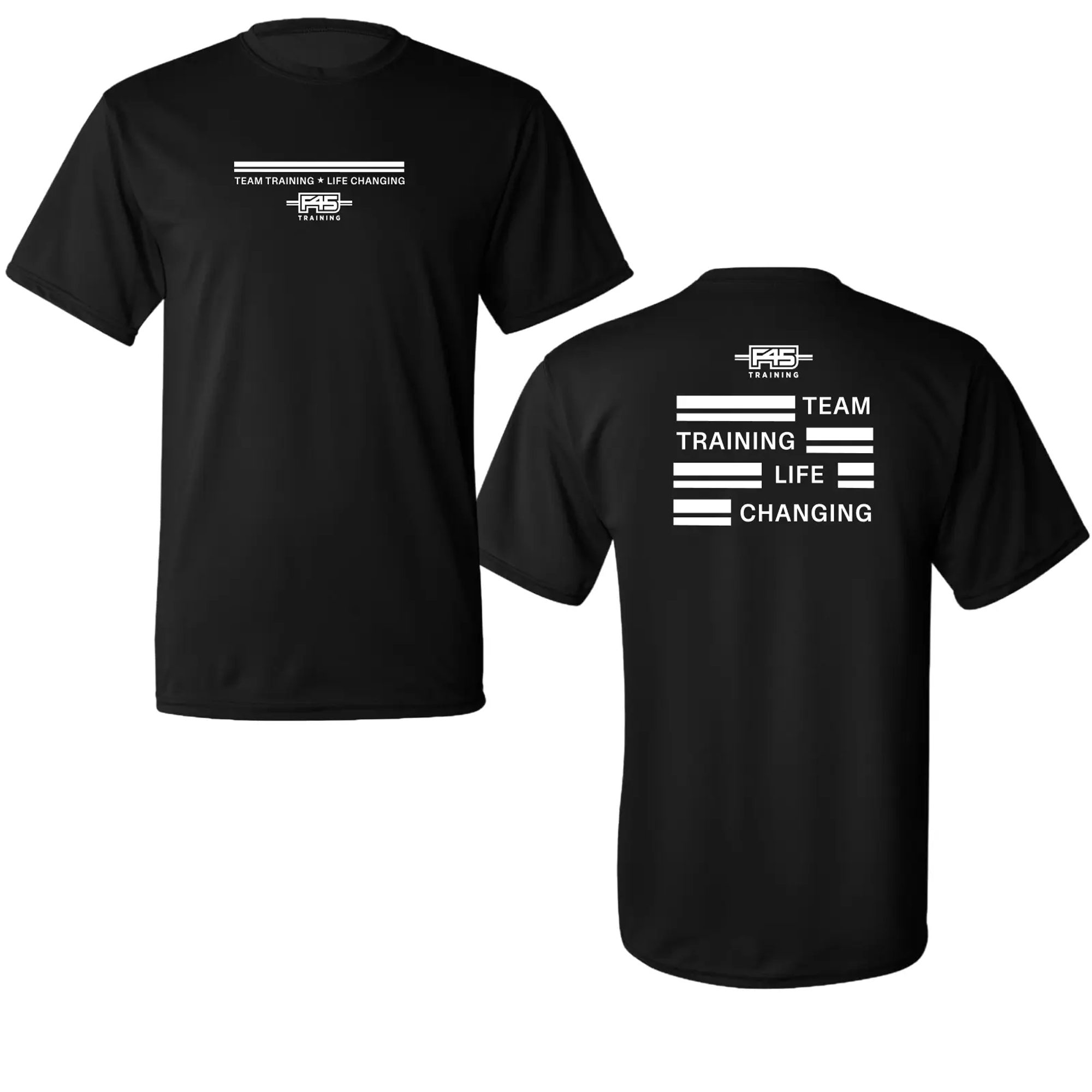 Stripes Logo Black Performance T-Shirt (Front Print + Back Print)