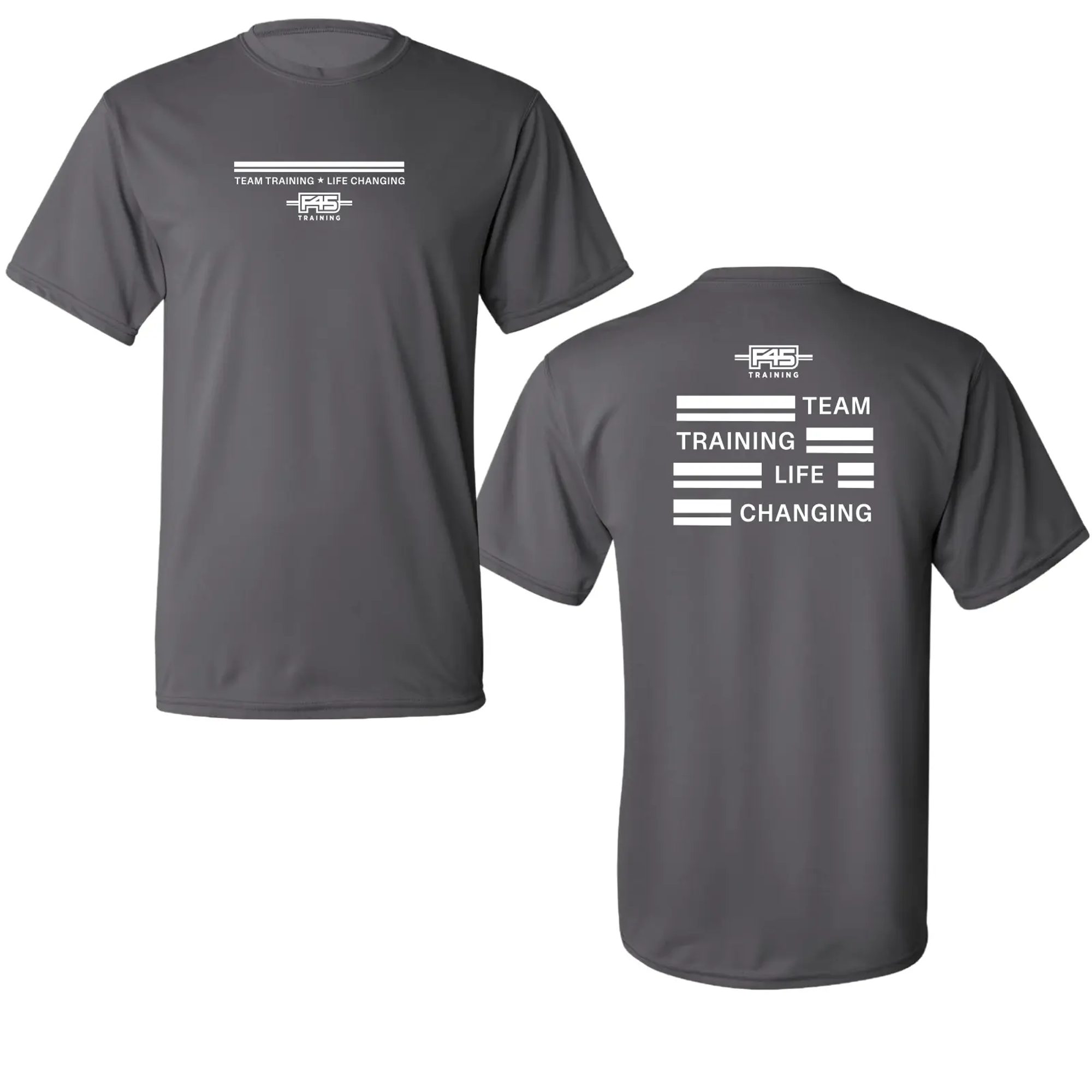 Stripes Logo Graphite Performance T-Shirt (Front Print + Back Print)