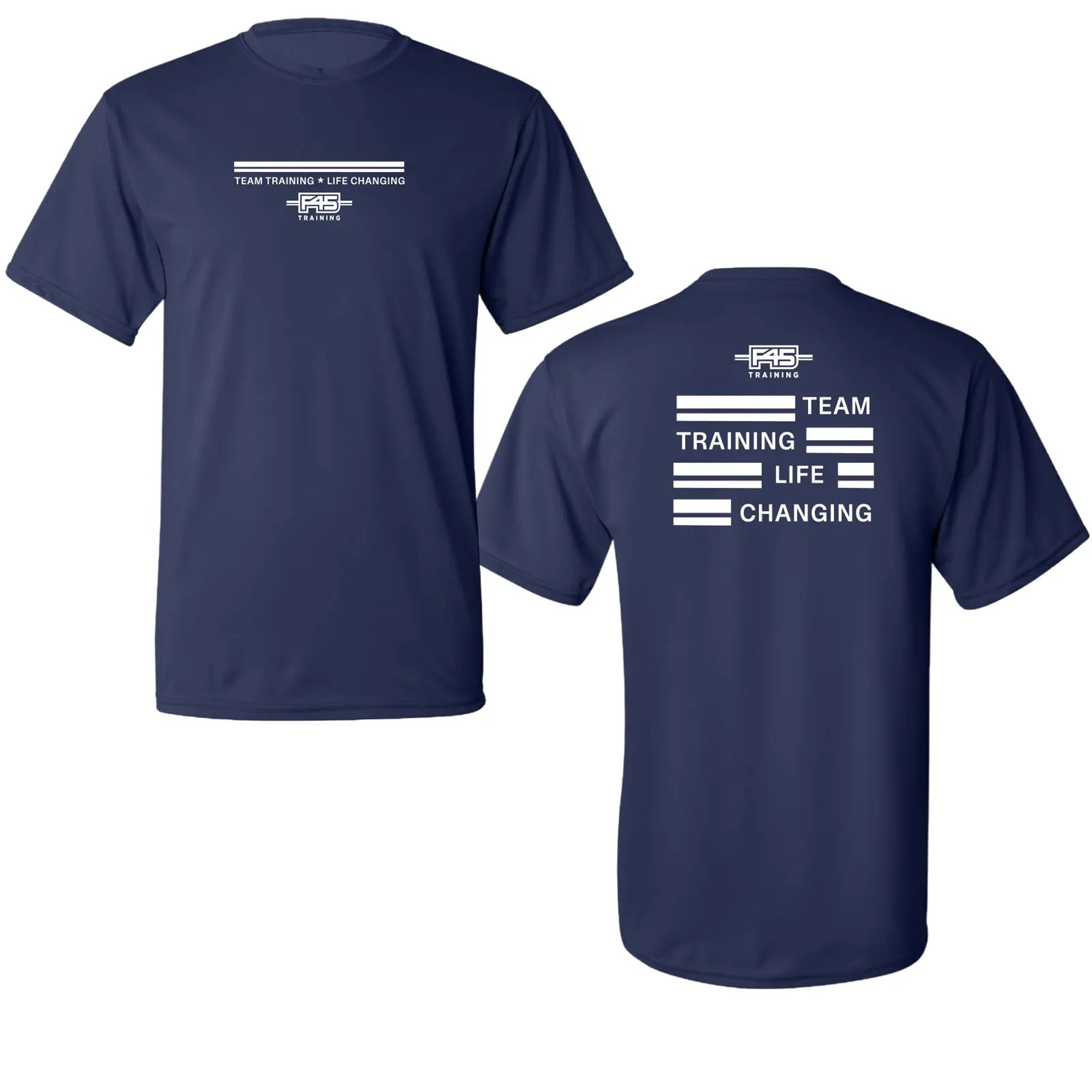Stripes Logo Navy Performance T-Shirt (Front Print + Back Print)