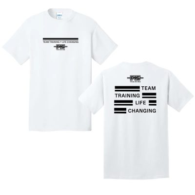 Stripes Logo White Cotton Tee (Front Print + Back Print)