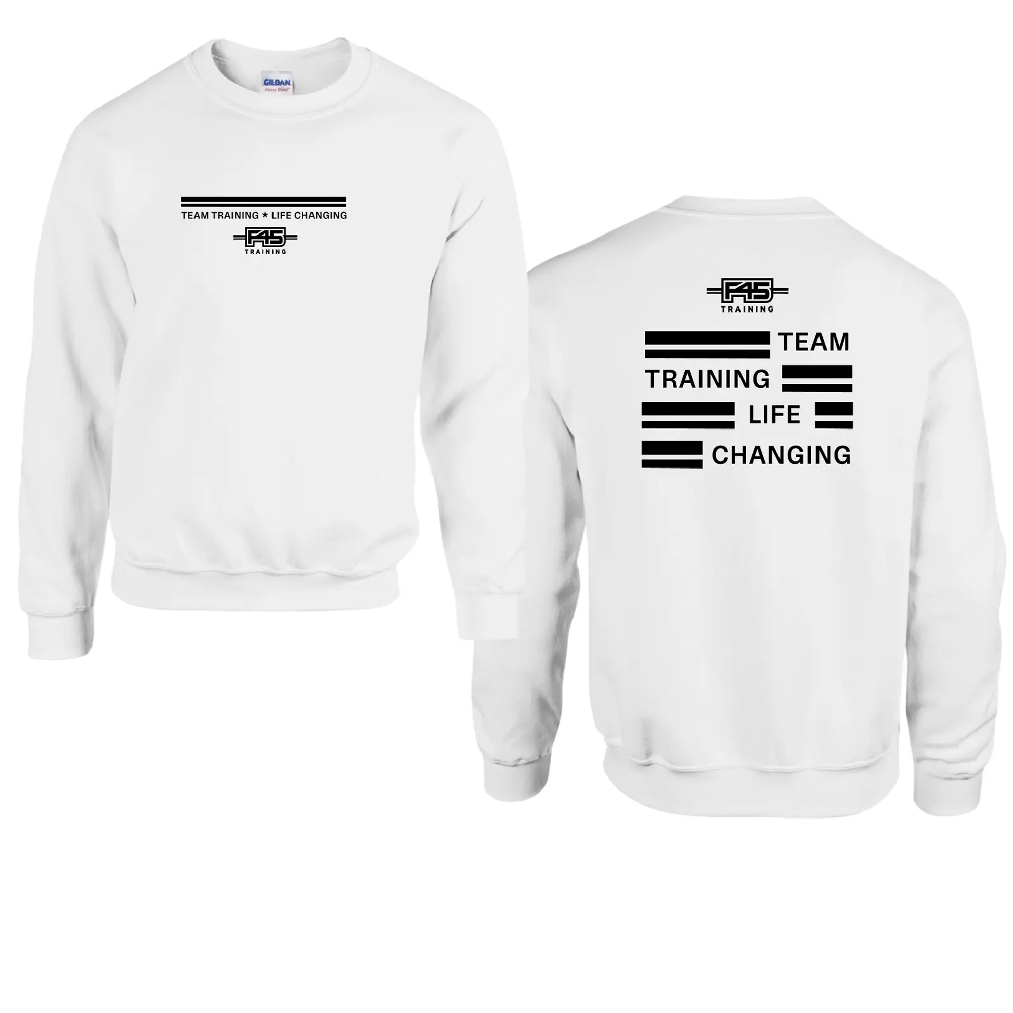 Stripes Logo White Fleece Crew (Front Print + Back Print)