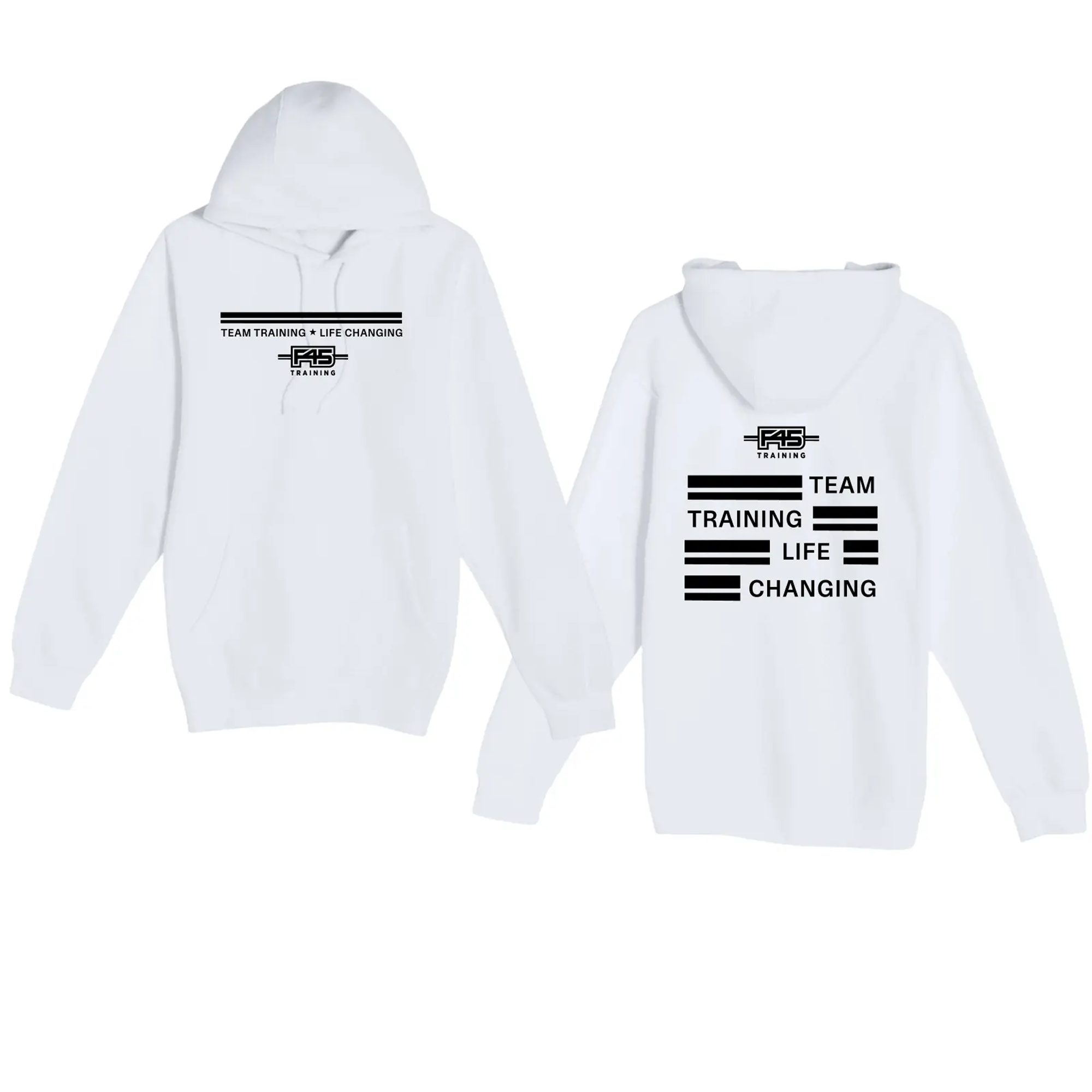 Stripes Logo White Hooded Sweatshirt (Front Print + Back Print)