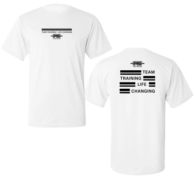 Stripes Logo White Performance T-Shirt (Front Print + Back Print)