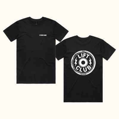Lift Club Jet Black Cotton Tee (Front Print + Back Print)