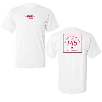 Crimson Passport Stamp White Performance T-Shirt (Front Print + Back Print)