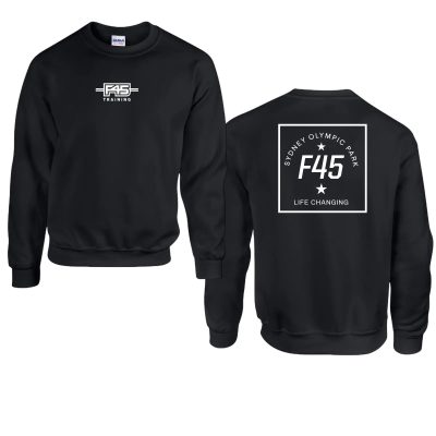 Passport Stamp Black Fleece Crew (Front Print + Back Print)