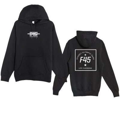 Passport Stamp Black Hooded Sweatshirt (Front Print + Back Print)