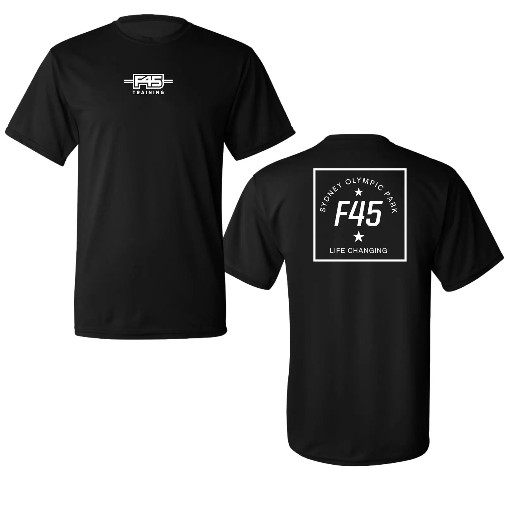 Passport Stamp Black Performance T-Shirt (Front Print + Back Print)