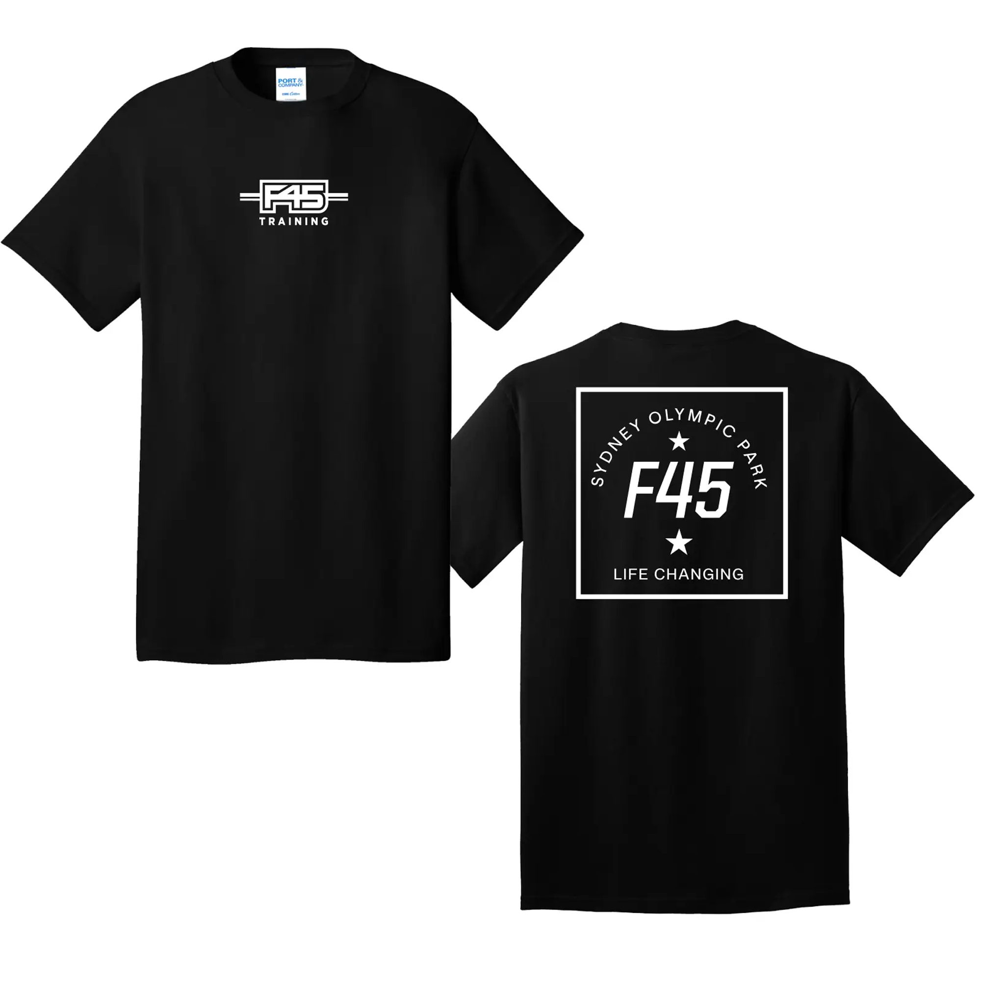 Passport Stamp Jet Black Cotton Tee (Front Print + Back Print)