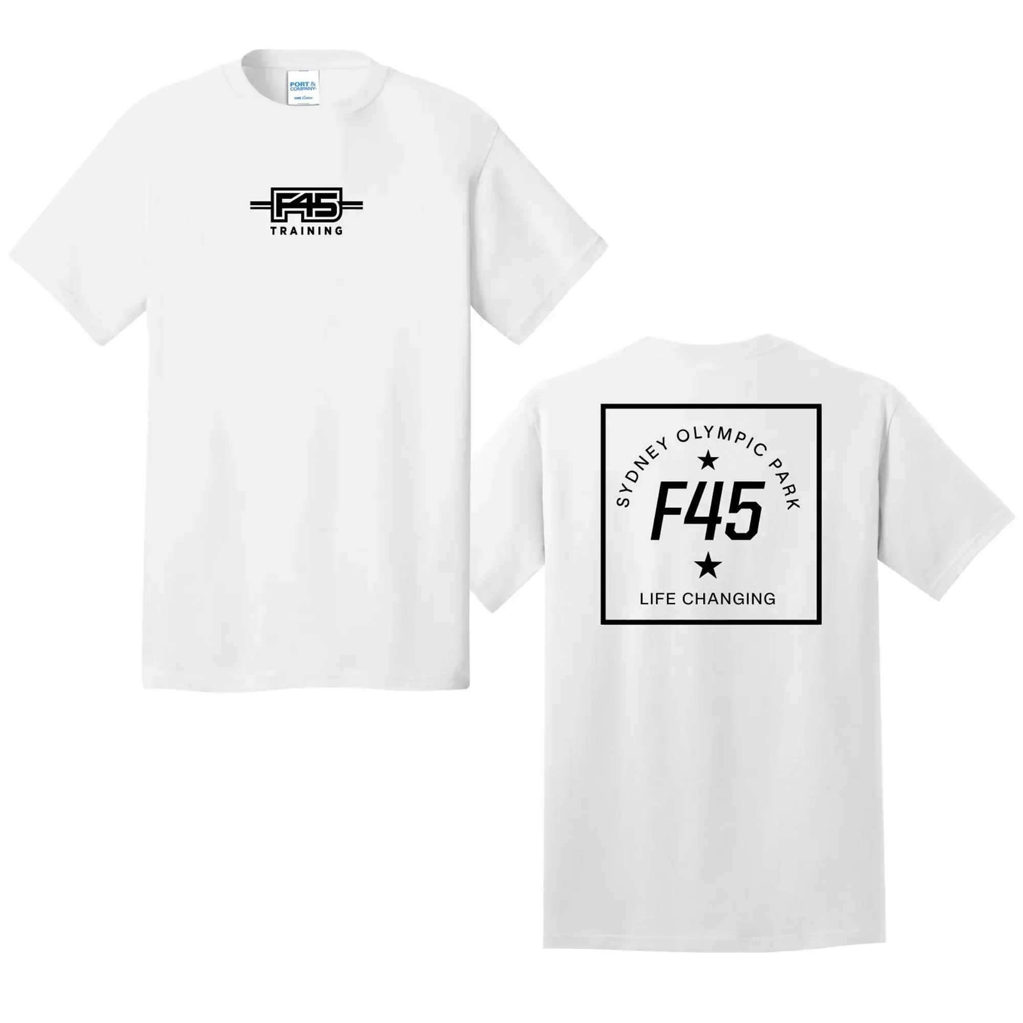 Passport Stamp White Cotton Tee (Front Print + Back Print)