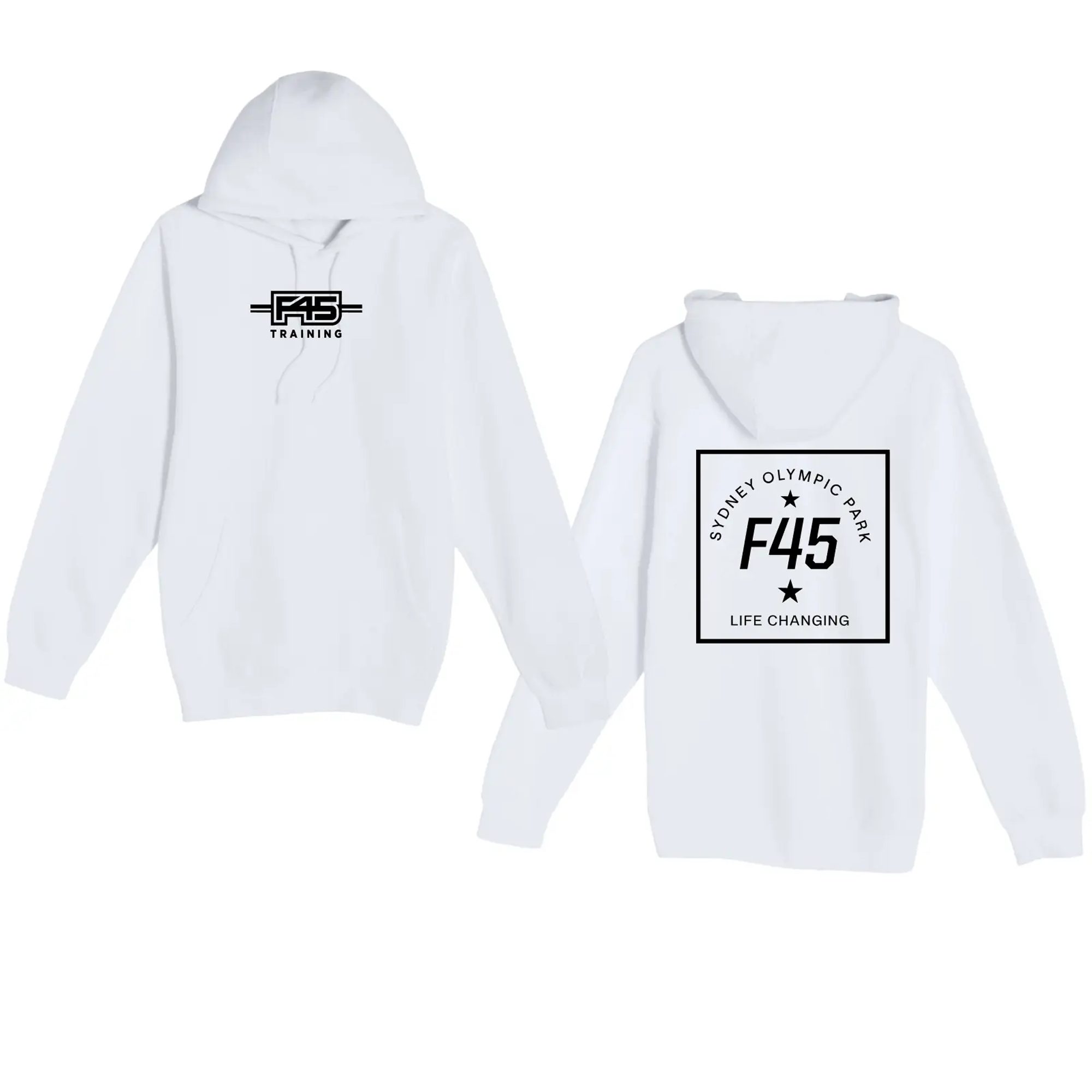 Passport Stamp White Hooded Sweatshirt (Front Print + Back Print)