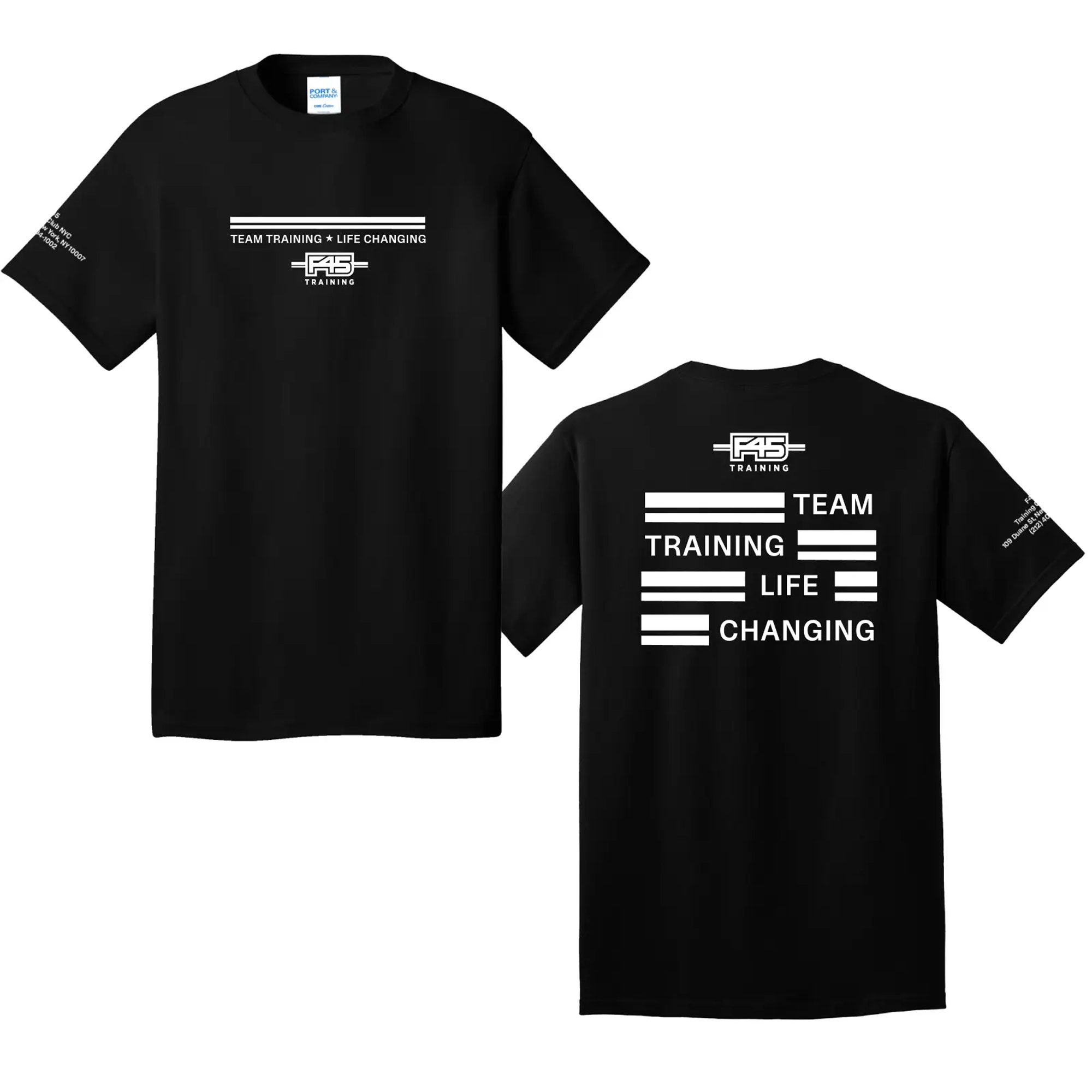 Stripes Logo Jet Black Cotton Tee (Front Print + Back Print + Sleeve Print)