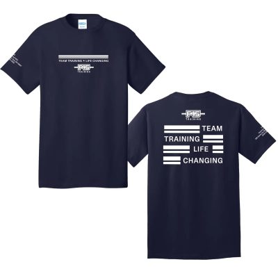 Stripes Logo True Navy Cotton Tee (Front Print + Back Print + Sleeve Print)