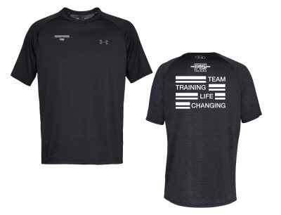 Stripes Logo Under Armour Black Tech Tee (Front Print + Back Print)