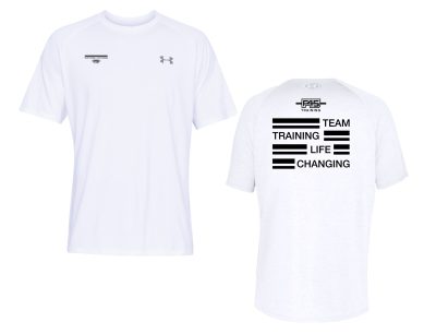 Stripes Logo Under Armour White Tech Tee (Front Print + Back Print)