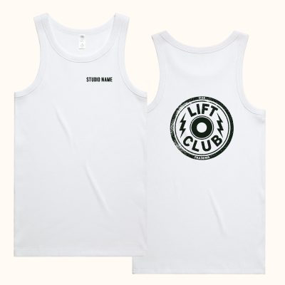 Lift Club White Cotton Singlet (Front Print + Back Print)