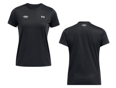 Ladies' Logo Stamp Under Armour Black Tech Tee (Front Print)