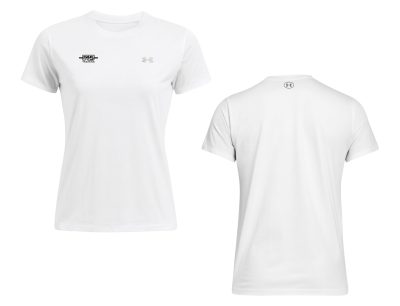 Ladies' Logo Stamp Under Armour White Tech Tee (Front Print)