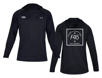 Passport Stamp Under Armour Black Hooded Sweatshirt (Front Print + Back Print)