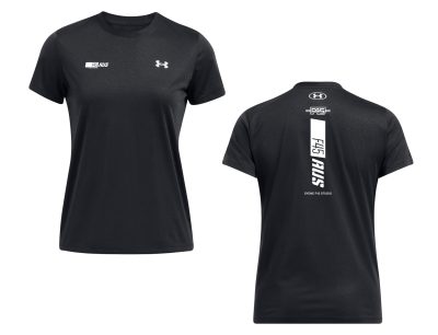 Ladies' Slanted Stripe Under Armour Black Tech Tee (Front Print + Back Print)