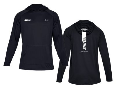 Slanted Stripe Under Armour Black Hooded Sweatshirt (Front Print + Back Print)