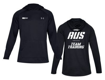 Slanted Stripe City Stamp Under Armour Black Hooded Sweatshirt (Front Print + Back Print)