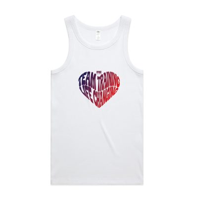 Team Training Logo Valentines White Singlet (Front Print)