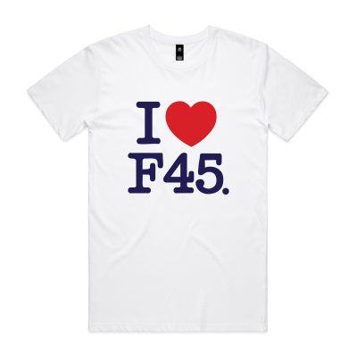 Love F45 Navy Logo Valentines White T-Shirt (Front Print)