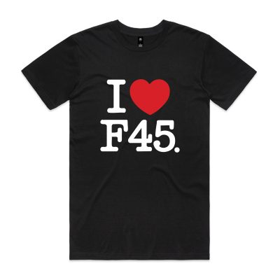 Love F45 Valentines Black T-Shirt (Front Print)