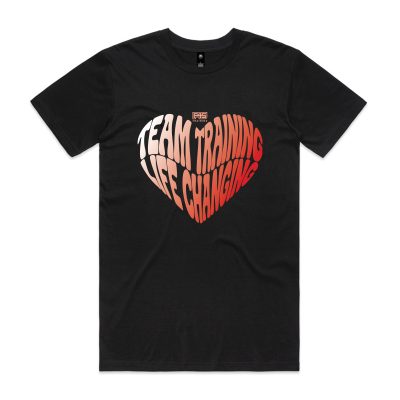 Team Training Valentines Black T-Shirt (Front Print)